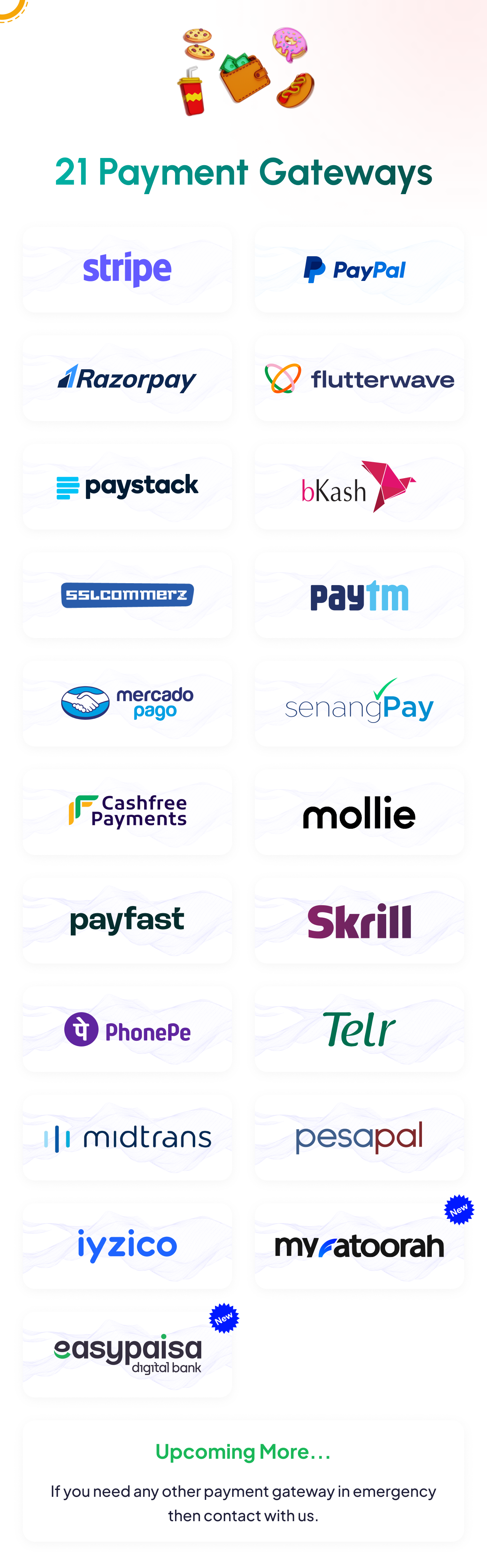 21 payment Gateway integrated with foodappi 